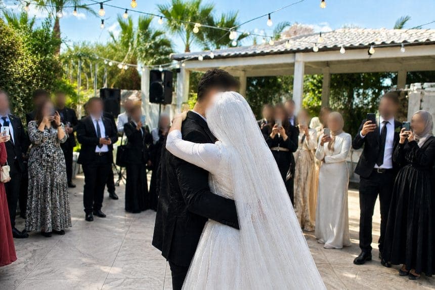 A candid guest photo of the newlyweds on the dance floor