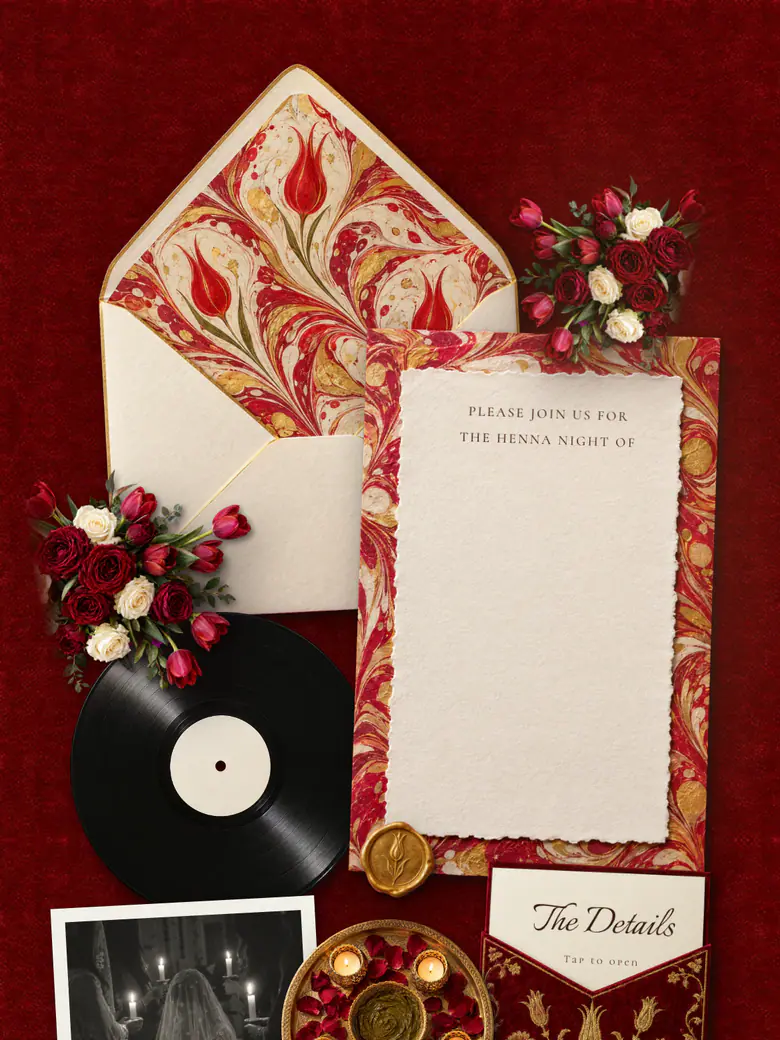 The Kına Night — Crimson & Gold invitation