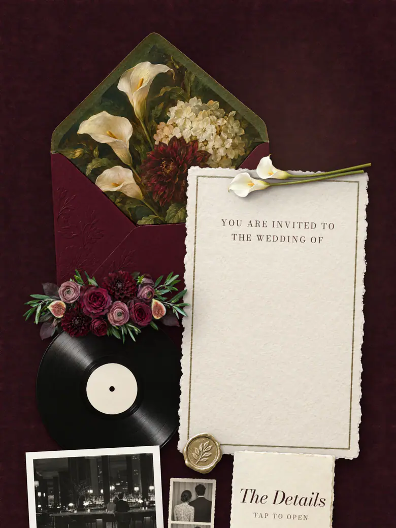 Merlot Velvet — Merlot & Gold invitation